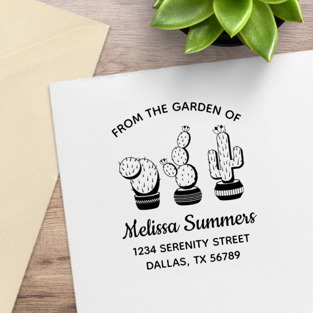 Cactus Trio Desert Custom Arch Return Address Rubber Stamp (Creator Uploaded)