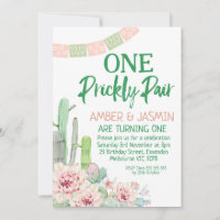 Cactus Twins One Prickly Pair Birthday Invitation