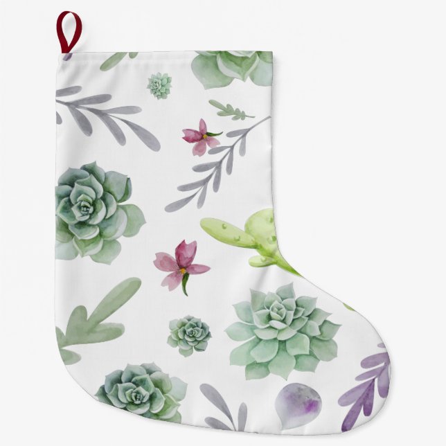 Cactus Variety Large Christmas Stocking (Front)
