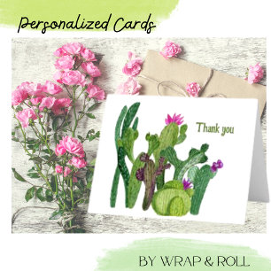 Cactus Variety Personalised Thank You Card