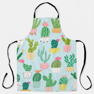 Cactus vintage seamless pattern. Cacti seamless ba Apron