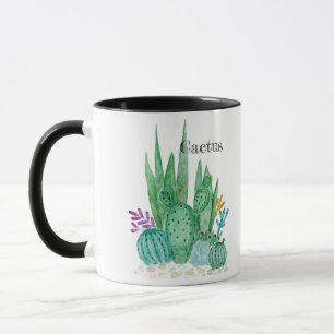 Cactus watercolor cacti flowers floral desert illu mug