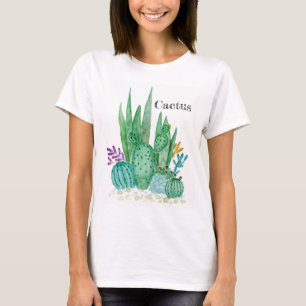 Cactus watercolor cacti flowers floral desert illu T-Shirt