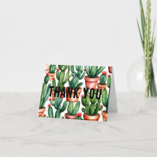 cactus watercolor Folded Thank You Card