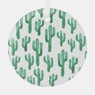 Cactus watercolor: hand-drawn illustration glass tree decoration