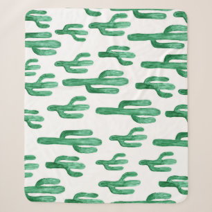 Cactus watercolor: hand-drawn illustration sherpa blanket