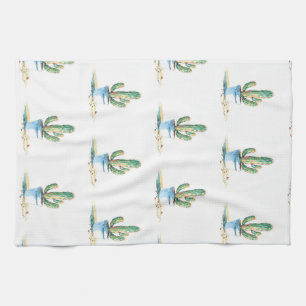 Cactus watercolor kitchen bath tea towel