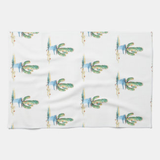 Cactus watercolor kitchen bath tea towel