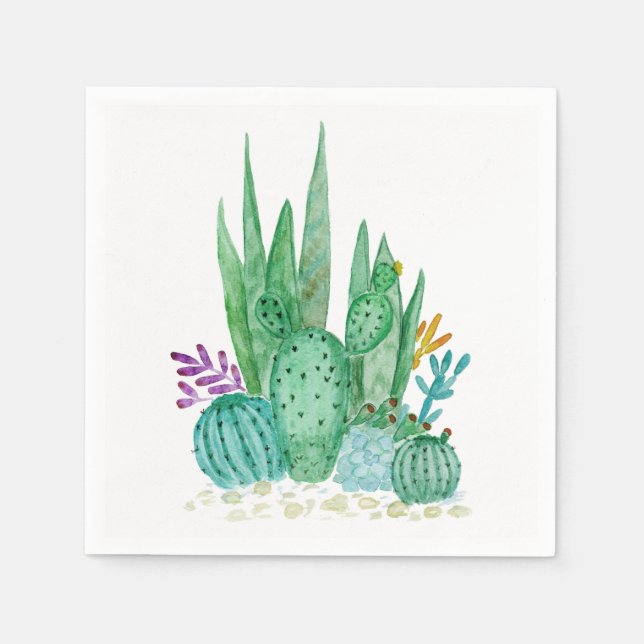 Cactus, watercolor napkin (Front)