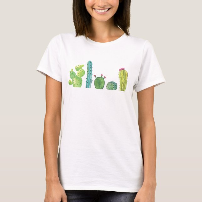 Cactus Watercolor Picture T-Shirt (Front)