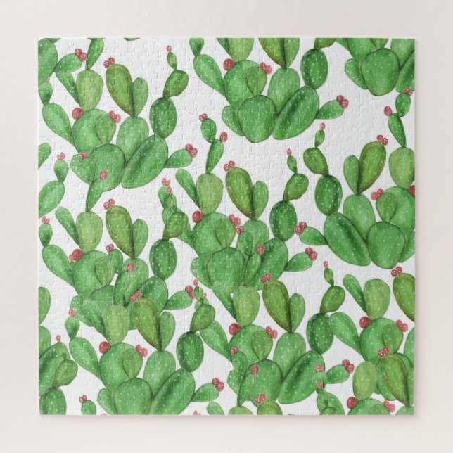 Cactus Watercolor: Seamless Pattern Background Jigsaw Puzzle (Vertical)