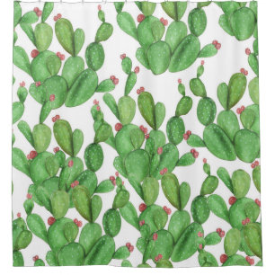 Cactus Watercolor: Seamless Pattern Background Shower Curtain