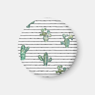 Cactus Watercolor: Vintage Pen Drawing. Magnet