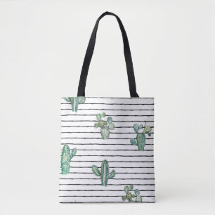 Cactus Watercolor: Vintage Pen Drawing. Tote Bag