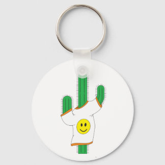 Cactus wearing a happy face shirt keychain