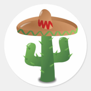 Cactus Wearing Sombrero Classic Round Sticker