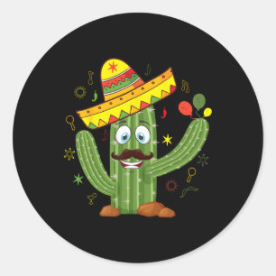 Cactus Wearing Sombrero Mexican Fiesta Cinco De Ma Classic Round Sticker