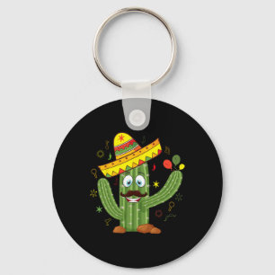 Cactus Wearing Sombrero Mexican Fiesta Cinco De Ma Key Ring