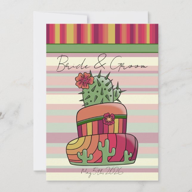 Cactus Wedding Cake Invitation (Front)