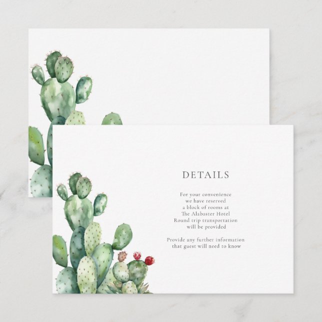 Cactus Wedding Details Enclosure Card (Front/Back)