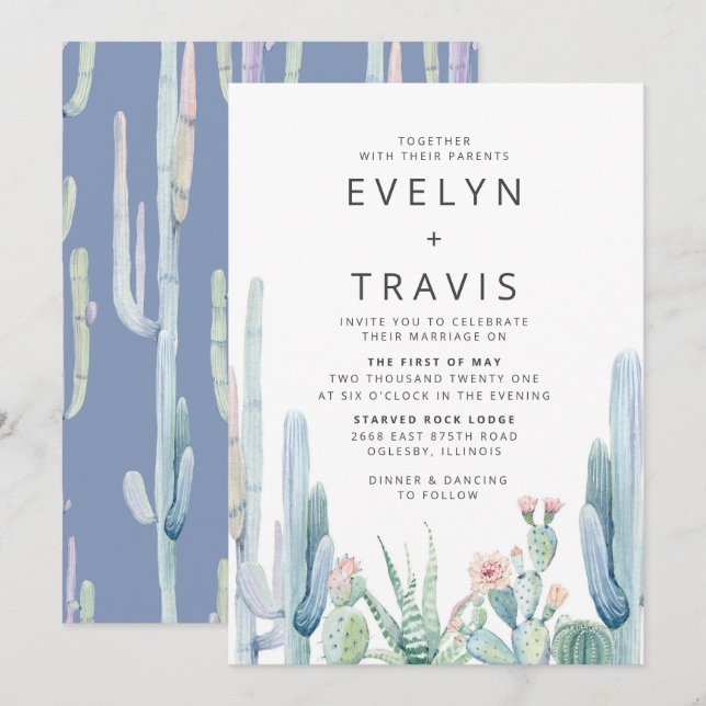 Cactus Wedding Invitation (Front/Back)