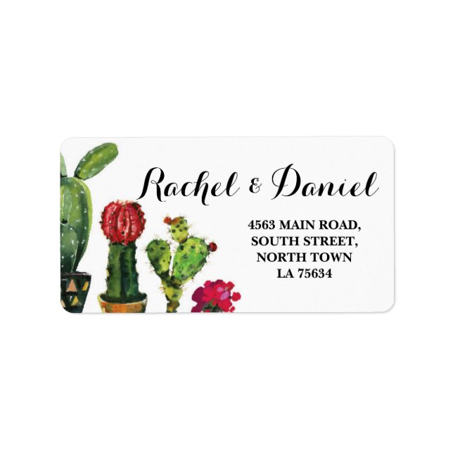 Cactus Wedding Return Address Label Mexican Fiesta (Front)
