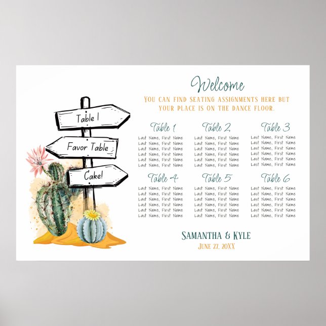 Cactus Wedding Seating Chart (Front)