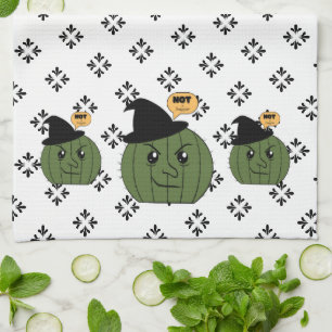 Cactus Witch "Not a Hugger" Halloween Tea Towel