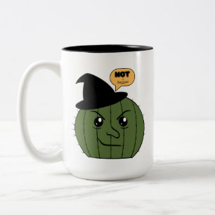 Cactus Witch "Not a Hugger" Halloween Two-Tone Coffee Mug
