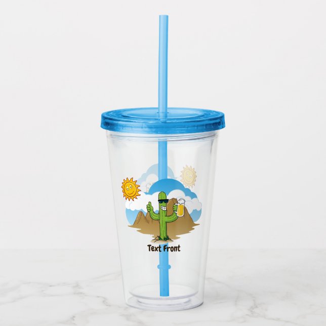 Cactus with Beer Acrylic Tumbler (Front)