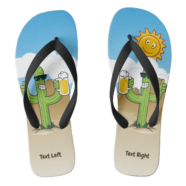 Cactus with Beer Flip Flops (Footbed)