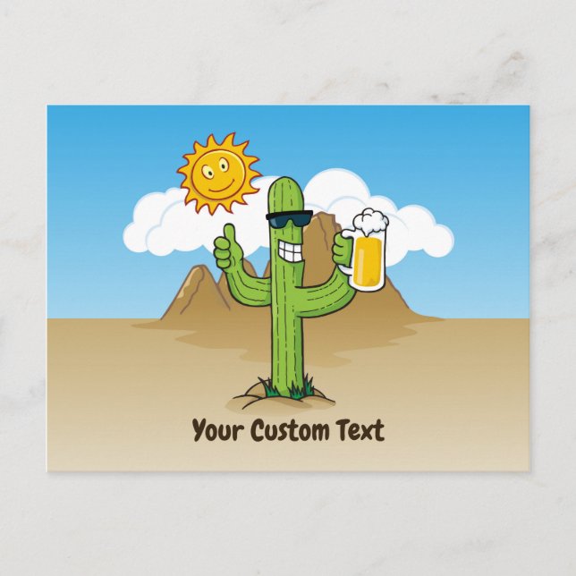 Cactus with Beer Horizontal Postcard (Front)