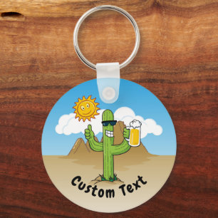 Cactus with Beer Keychain