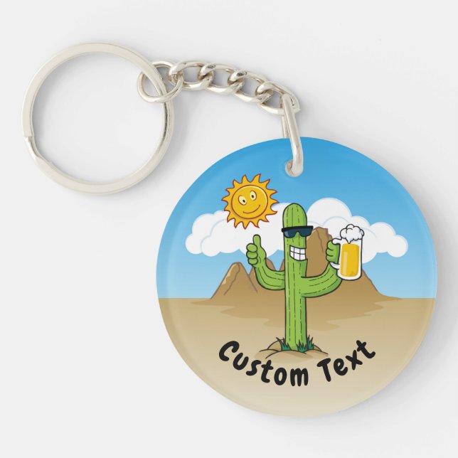 Cactus with Beer Keychain (Front)
