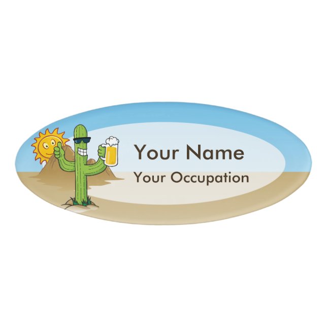 Cactus with Beer Name Tag (Front)