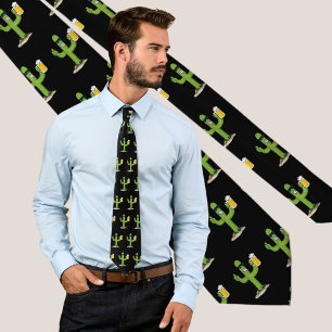 Cactus with Beer Pattern Tie