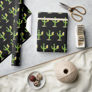 Cactus with Beer Pattern Wrapping Paper