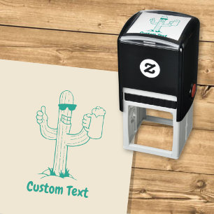 Cactus with Beer Self-inking Stamp