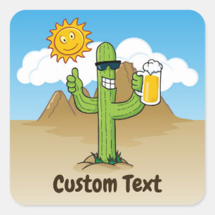Cactus with Beer Square Sticker