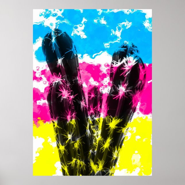 Cactus With Colourful Poster (Front)