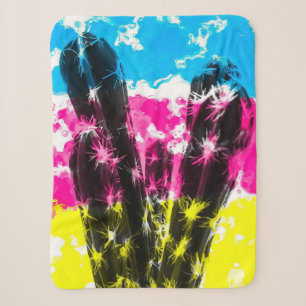 Cactus With Colourful Sherpa Blanket