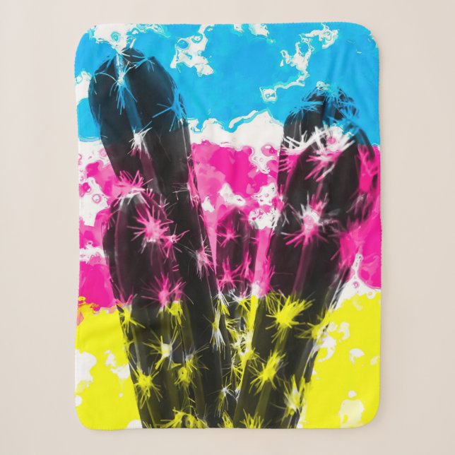 Cactus With Colourful Sherpa Blanket (Front)
