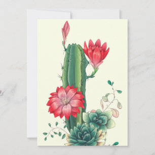 Cactus With Flowers Save The Date