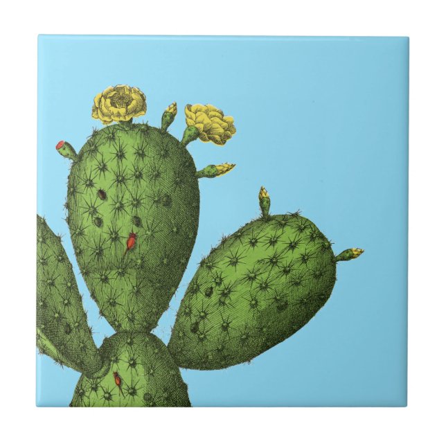 Cactus with Yellow Flowers Tile (Front)