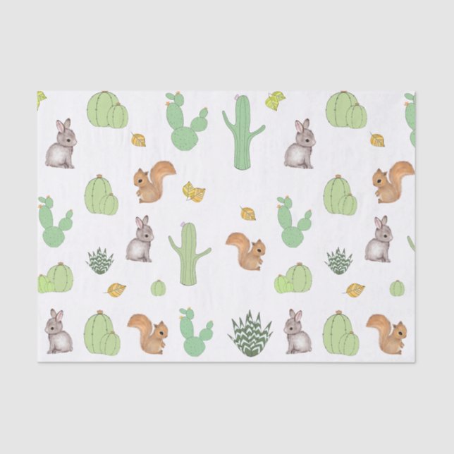 Cactus Woodland Animal Tissue Paper (Front)