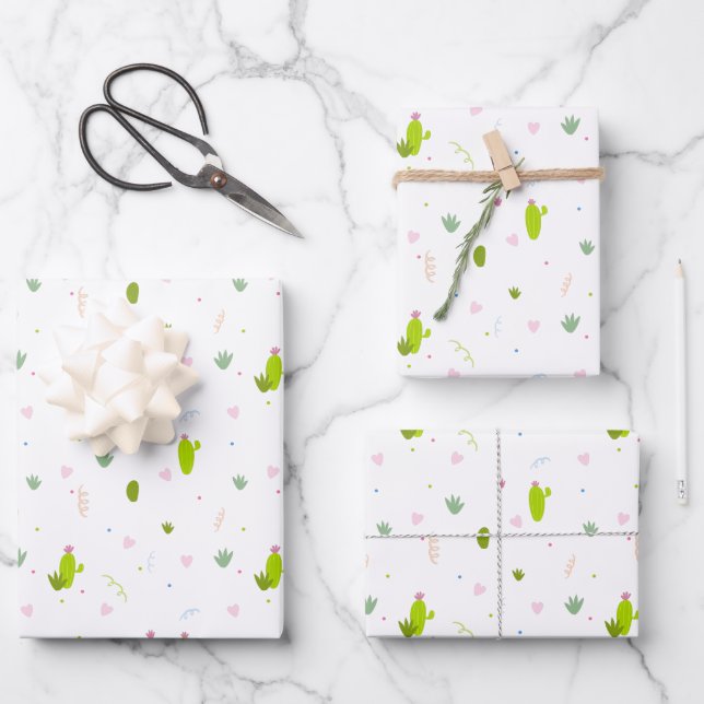Cactus Wrapping Paper Sheets (Front)