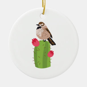 Cactus Wren Ceramic Tree Decoration