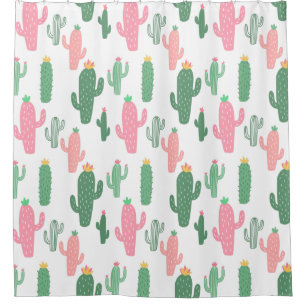 Cactuses pattern kids bathroom shower curtain