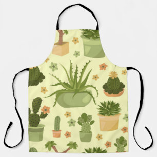 Cactuses, succulents: vintage houseplants pattern. apron