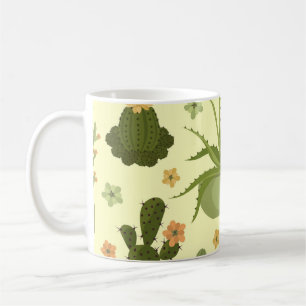 Cactuses, succulents: vintage houseplants pattern. coffee mug